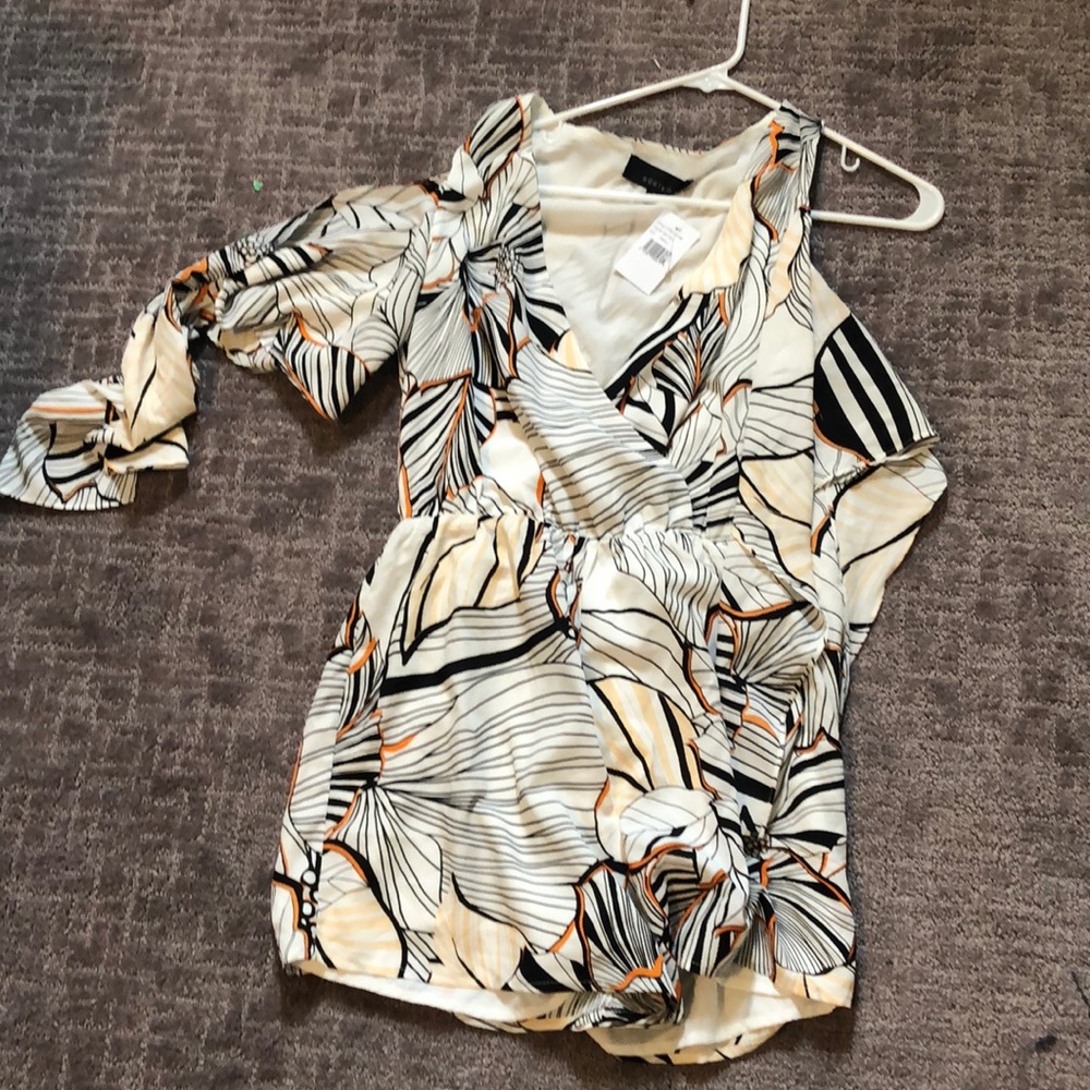 adelyn rae romper with tie-able sleeves